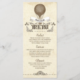 Vintage globo de aire caliente menú de cena boda