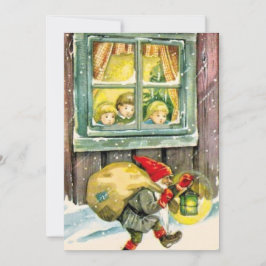 Vintage Gnome De Navidad Escolado Con Regalos