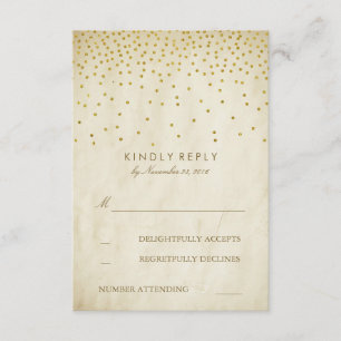 Vintage Gold Confetti Elegante Boda RSVP Tarjetas