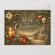 Vintage Gold Script Navidad Feliz Navidad