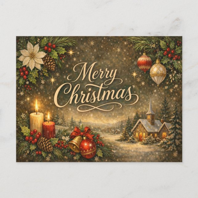 Vintage Gold Script Navidad Feliz Navidad  (Anverso)