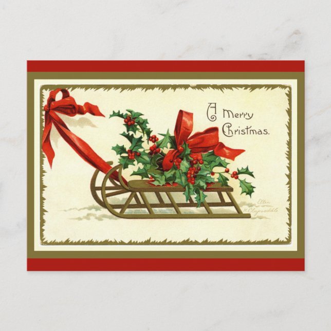 Vintage Golden Navidad Sleigh (Anverso)