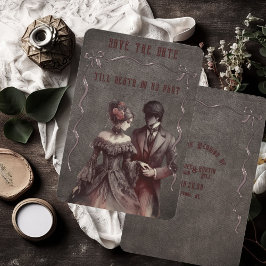 Vintage Gothic Bride and Groom Guardar la tarjeta 