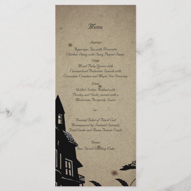 Vintage Gothic House Boda Menú (Anverso)