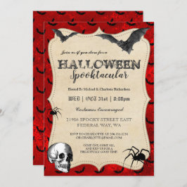 Vintage Gótica Halloween Bats Party Invitación