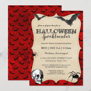 Vintage Gótica Halloween Bats Party Invitación