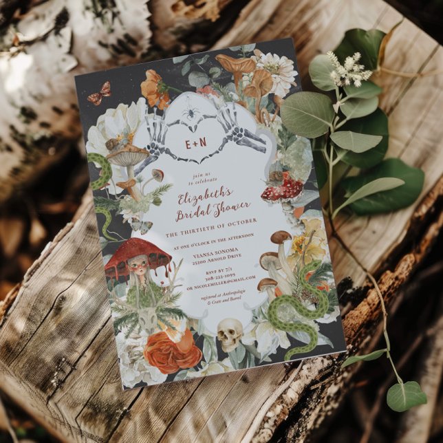 Vintage gótico botánico | Invitación de boda con m (Subido por el creador)