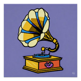 Vintage Gramophone Glossy Poster