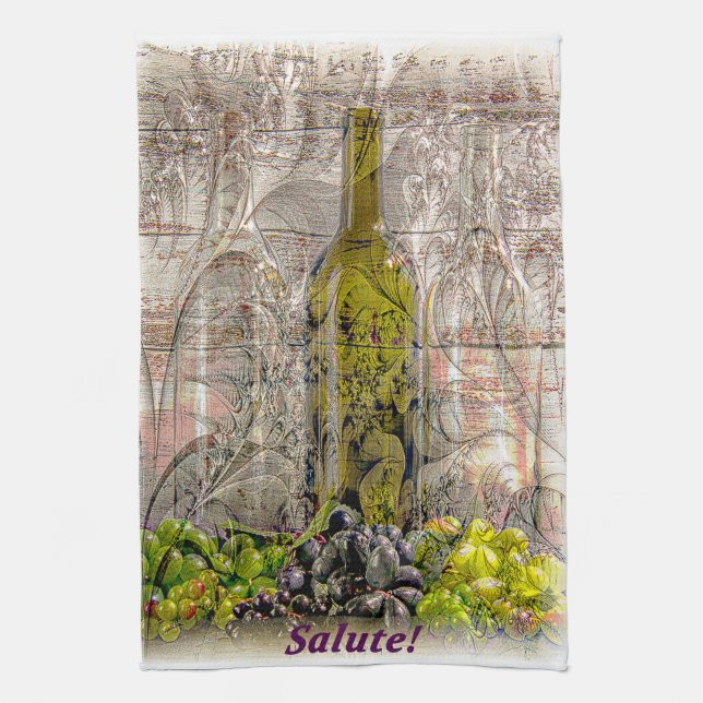 Vintage Grape Digital Art Kitchen Toalla (Vertical)