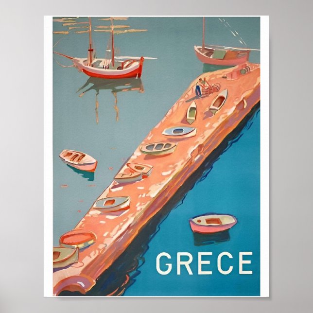 Vintage Greece Travel Beach Posters (Frente)
