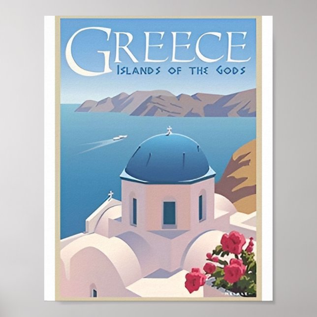 Vintage Greece Travel Ocean Posters (Frente)