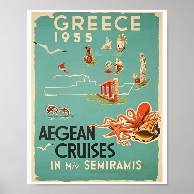 Vintage Greece Travel Sea Posters (Frente)