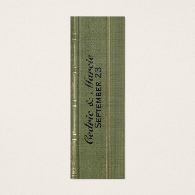 Vintage Green Book Place Card y Bookmark (Frente)