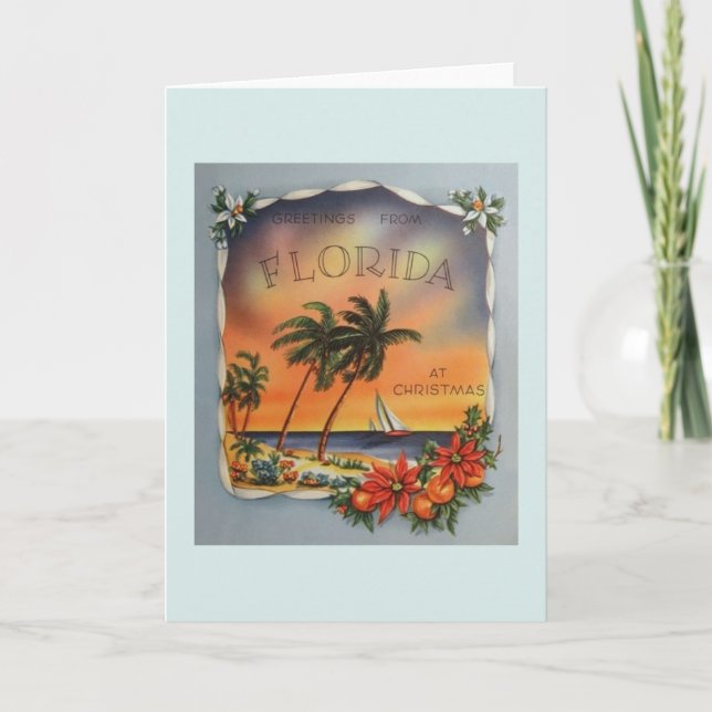 Vintage Greetings From Florida Navidad Card (Anverso)