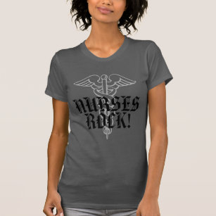 Vintage gris oscuro Enfermeras camisetas rocosas