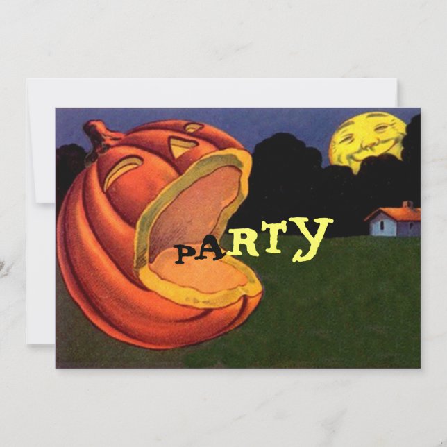 Vintage gritando invitación a la fiesta de Hallowe (Anverso)