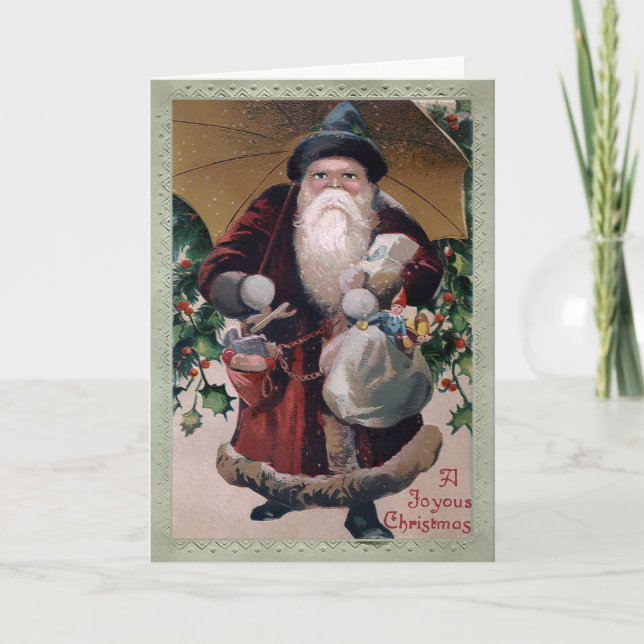 Vintage Grumpy Parrella Santa Tarjeta de vacacione (Anverso)