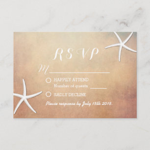 Vintage Grunge Starfish Beach Wedding RSVP