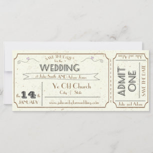 Vintage Grunge Ticket Save the Date