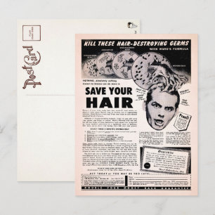 Vintage Guardar tu tarjeta postal publicitaria de