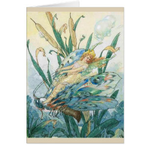 Vintage - hada que monta una mariposa -