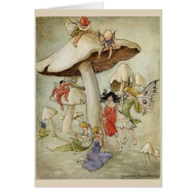 Vintage - hadas y Toadstools, (Frente)