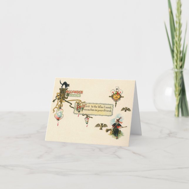 Vintage Hallowe'en advierte tarjeta de saludo (Anverso)