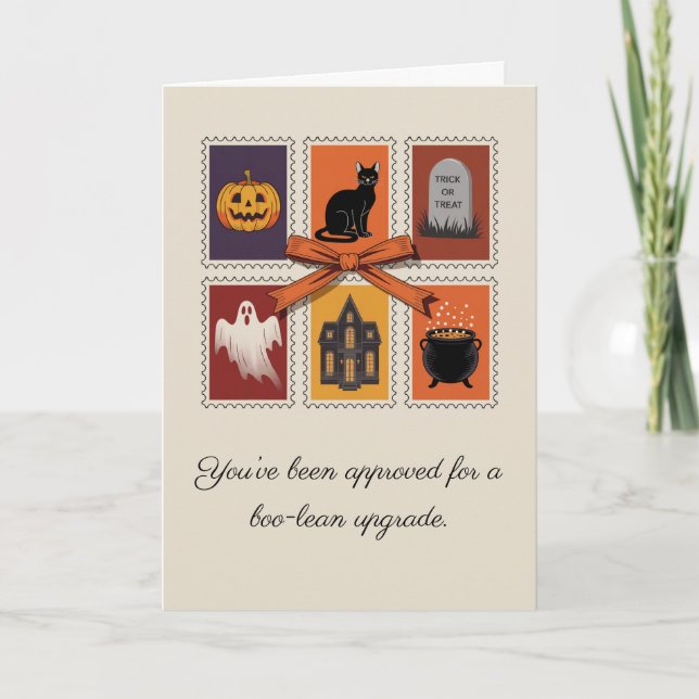 Vintage Halloween Boo Ghost Tarjeta plegada (Anverso)