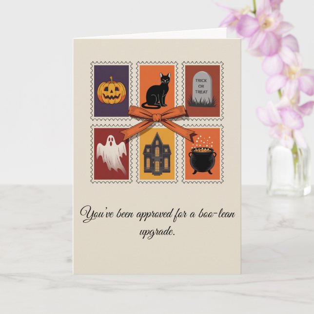 Vintage Halloween Boo Ghost Tarjeta plegada (Orquídea)