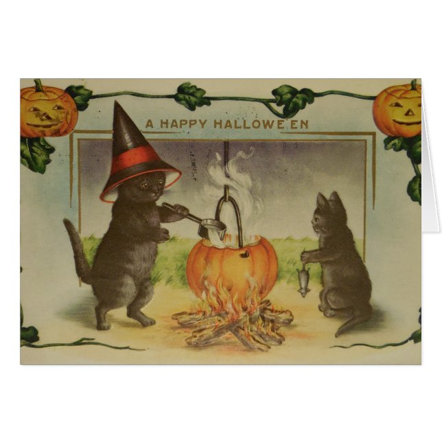Vintage Halloween Cats (Anverso (Horizontal))