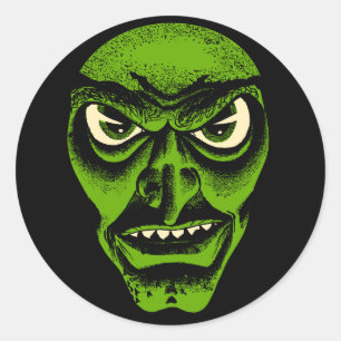 Vintage Halloween Demon o Witch Pegatina