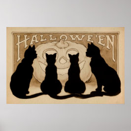 Vintage Halloween gatos negros decoración fiesta p