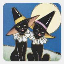 Vintage Halloween gatos negros pegatina de vacacio