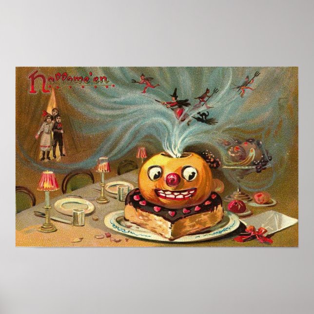 Vintage Halloween Greeting Cards Classic Posters (Frente)