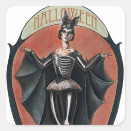 Vintage Halloween mujer con pegatina de disfraces