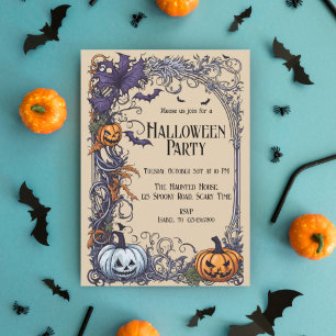 Vintage Halloween Party Invitación a calabaza góti