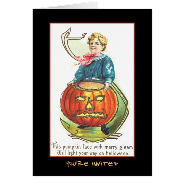 Vintage Halloween Party Invitado Con Sangriento Te (Frente)