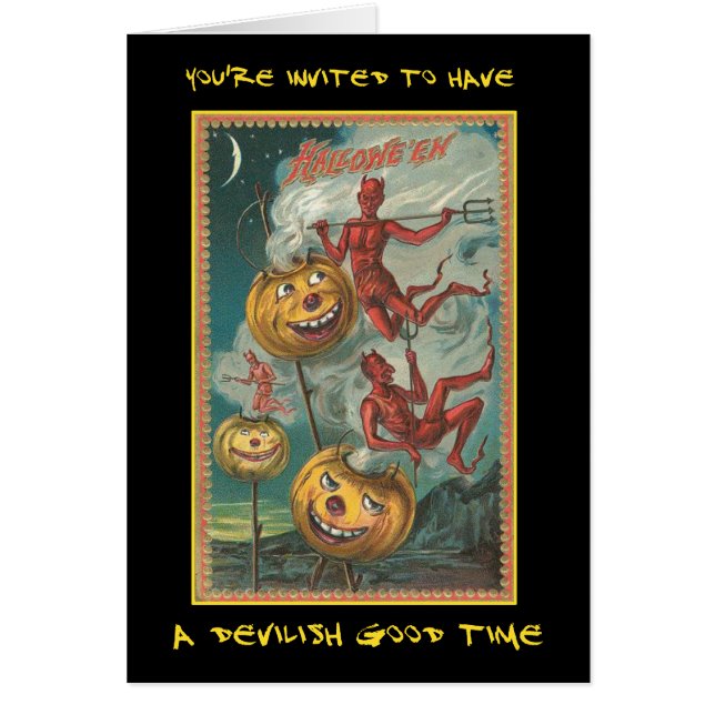 Vintage Halloween Party Invitado Con Sangriento Te (Frente)