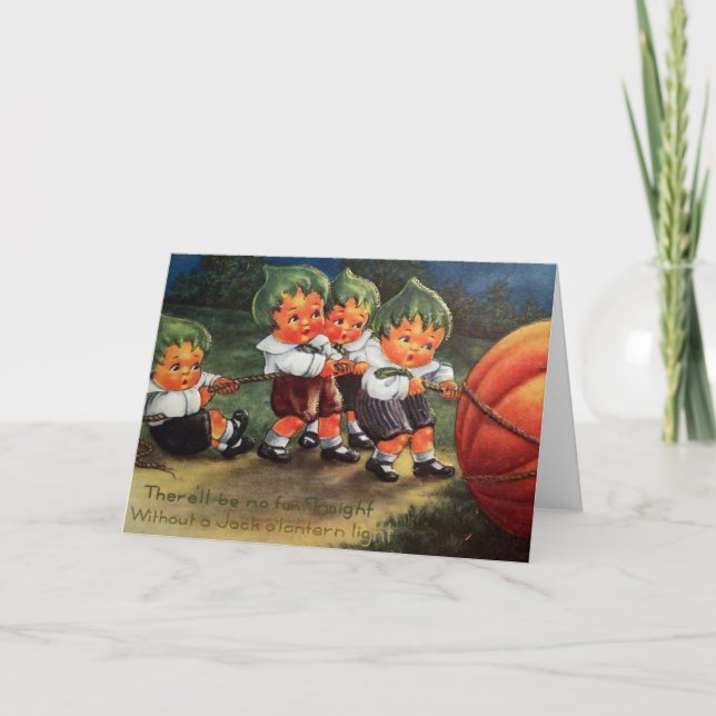 Vintage Halloween personalizable niños tarjeta de  (Anverso)