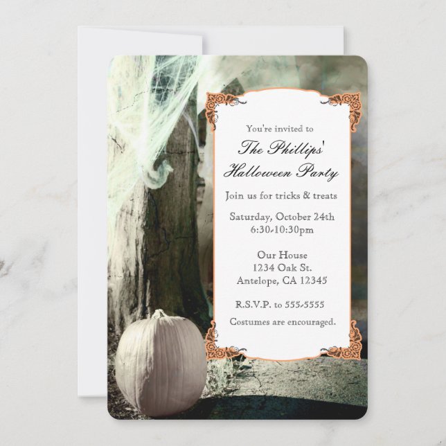 Vintage Halloween Photo Elegant Party Invitaciones (Anverso)