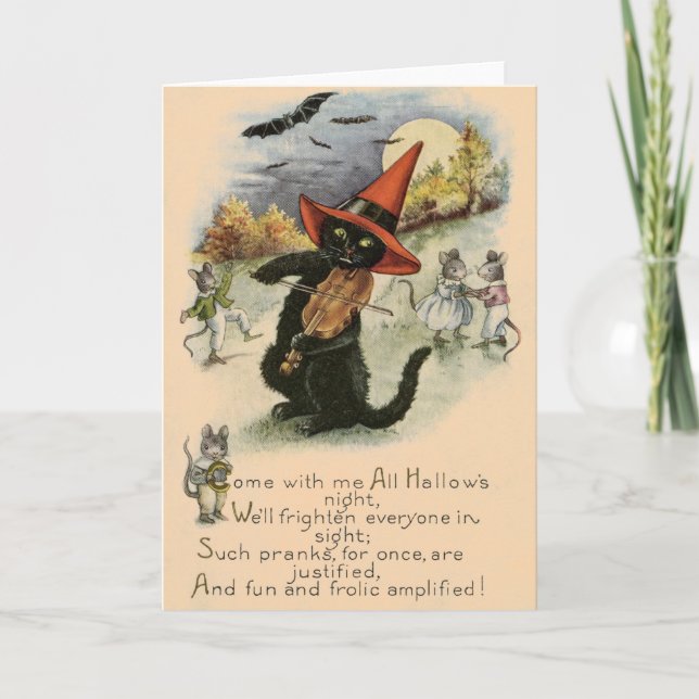 Vintage Halloween Pranks Tarjeta de Saludo (Anverso)