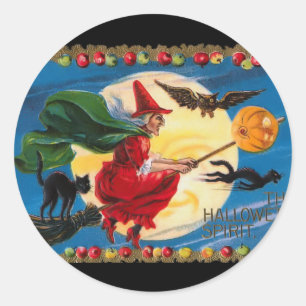 Vintage Halloween Spirit Witch Pegatina