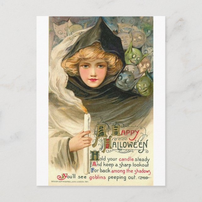 Vintage Halloween Tarjetas de felicitación clásica (Anverso)