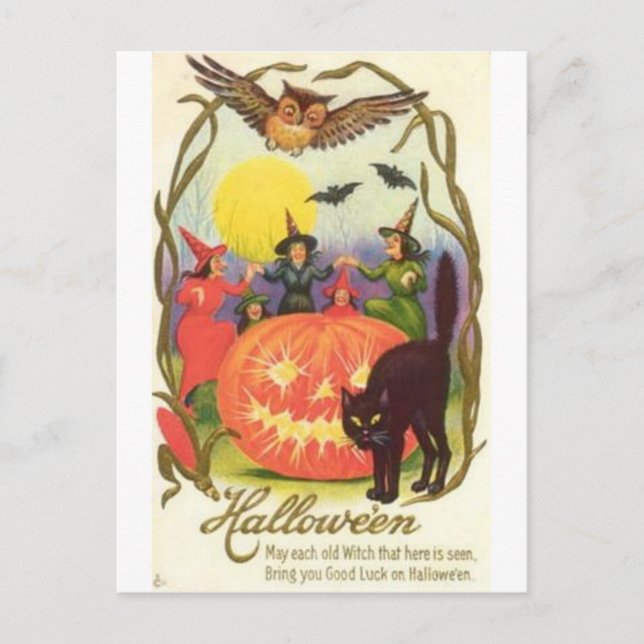 Vintage Halloween Tarjetas de felicitación clásica (Anverso)