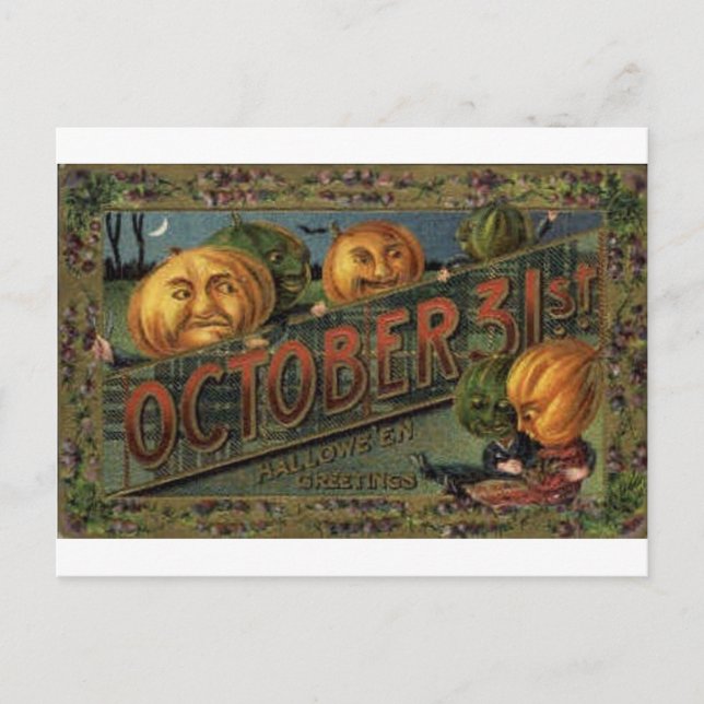Vintage Halloween Tarjetas de felicitación clásica (Anverso)