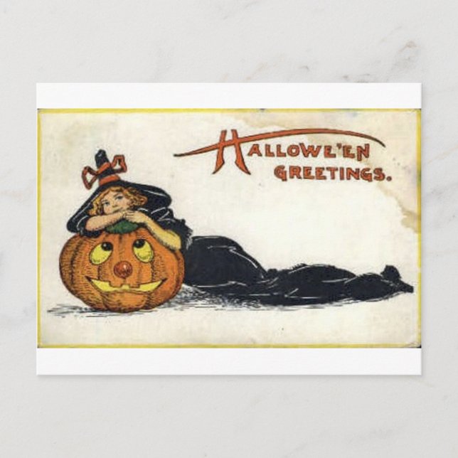 Vintage Halloween Tarjetas de felicitación clásica (Anverso)