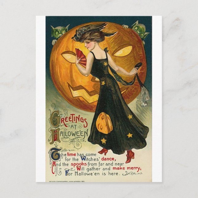 Vintage Halloween Tarjetas de felicitación clásica (Anverso)