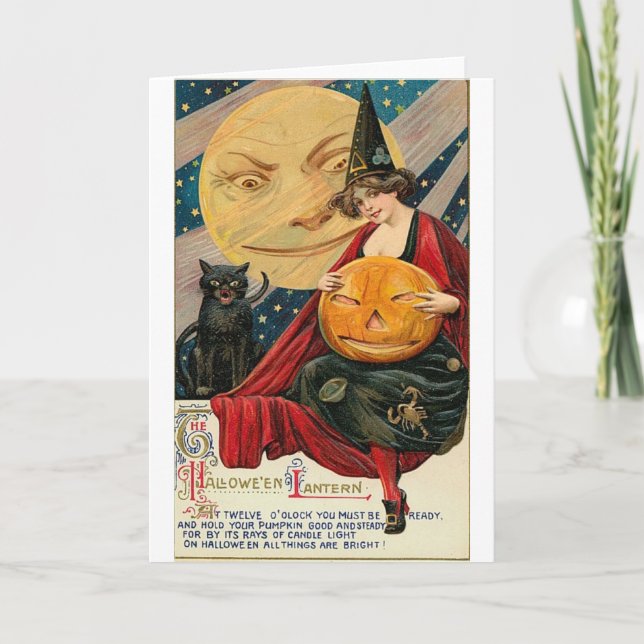 Vintage Halloween Tarjetas de felicitación clásica (Anverso)