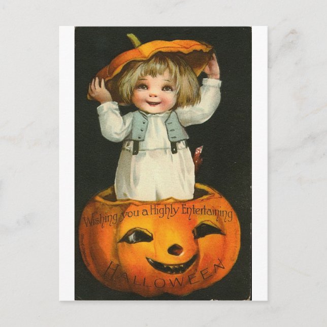 Vintage Halloween Tarjetas de felicitación clásica (Anverso)