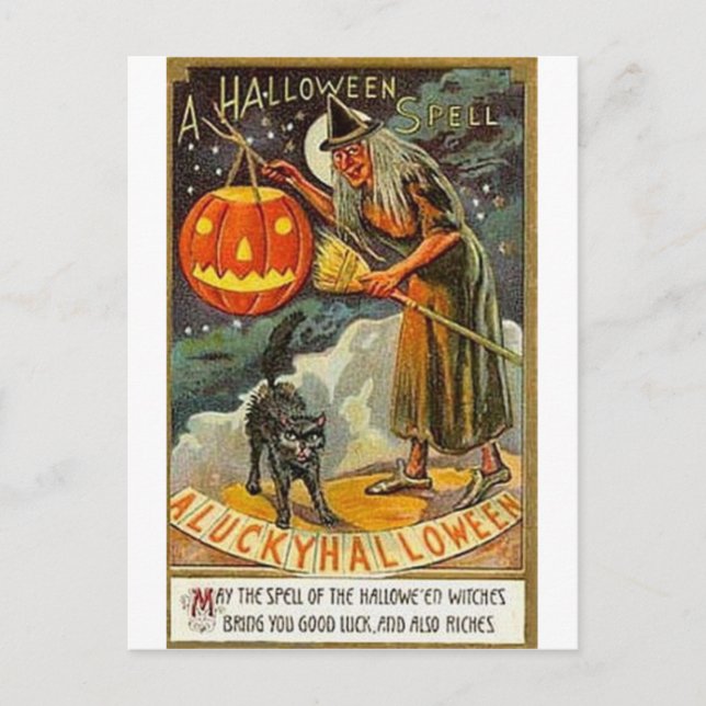 Vintage Halloween Tarjetas de felicitación clásica (Anverso)